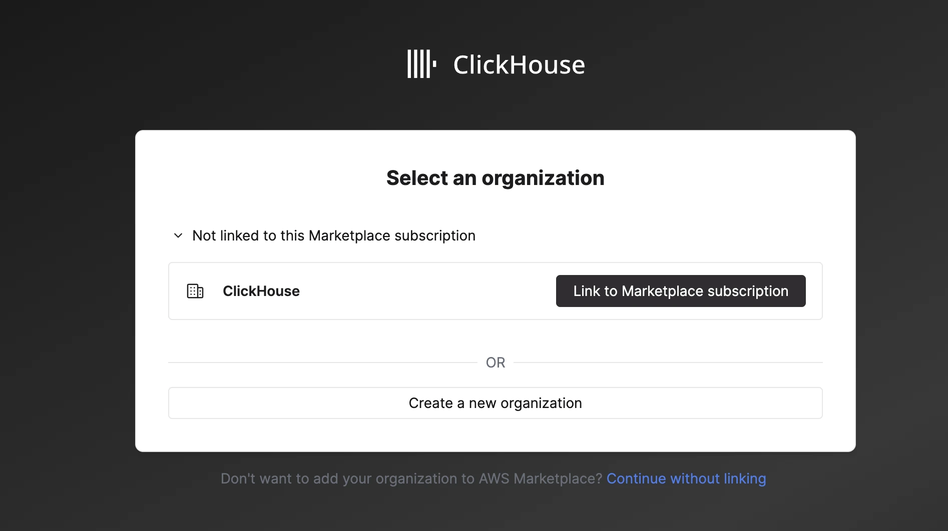 기본 조직을 AWS Marketplace subscription에 연결