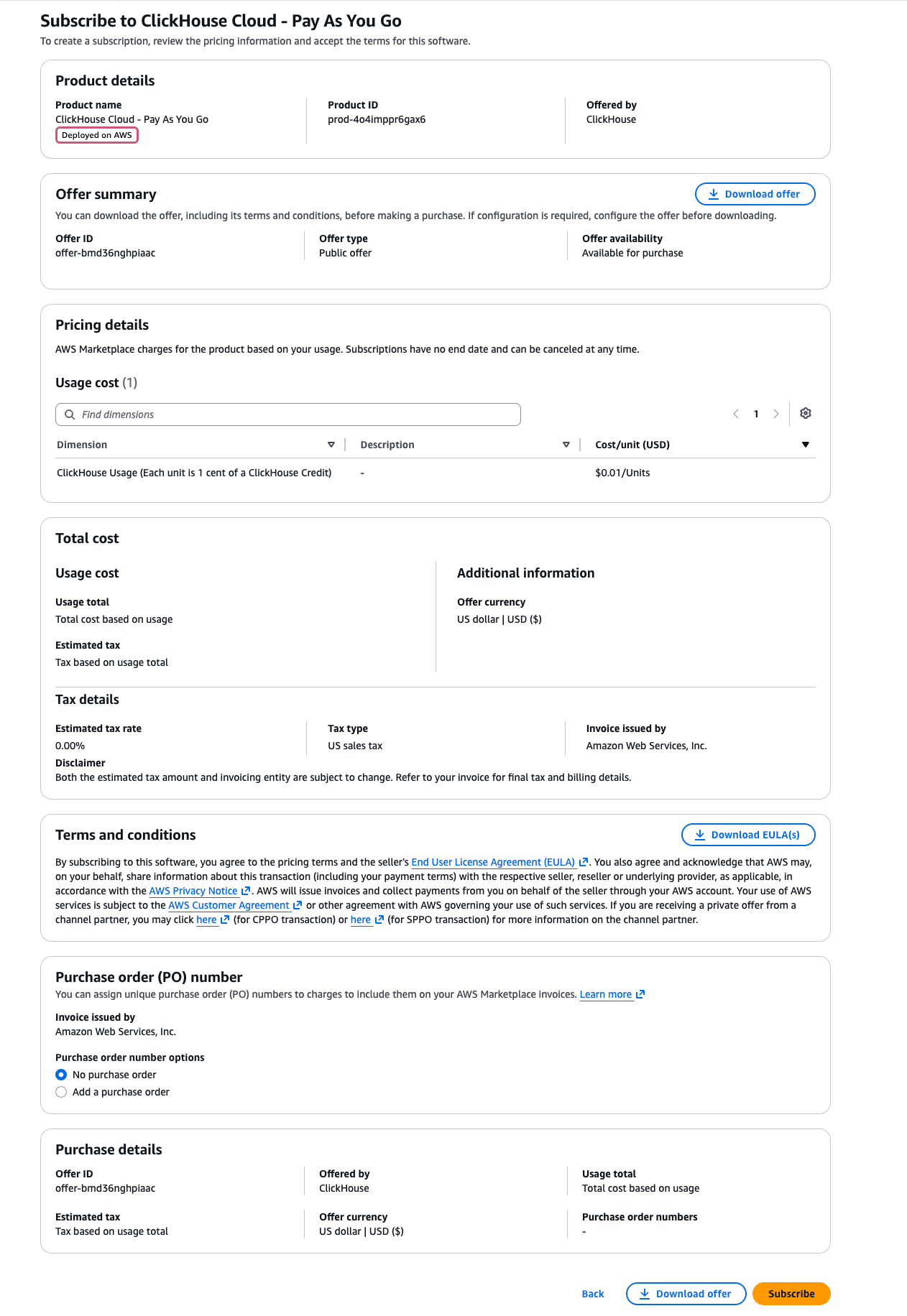 AWS Marketplace 구독
