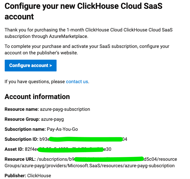 Formulario de información de registro de ClickHouse Cloud