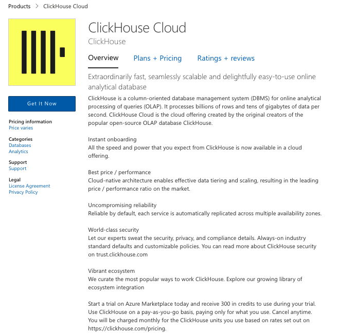 Formulario de información de registro de ClickHouse Cloud