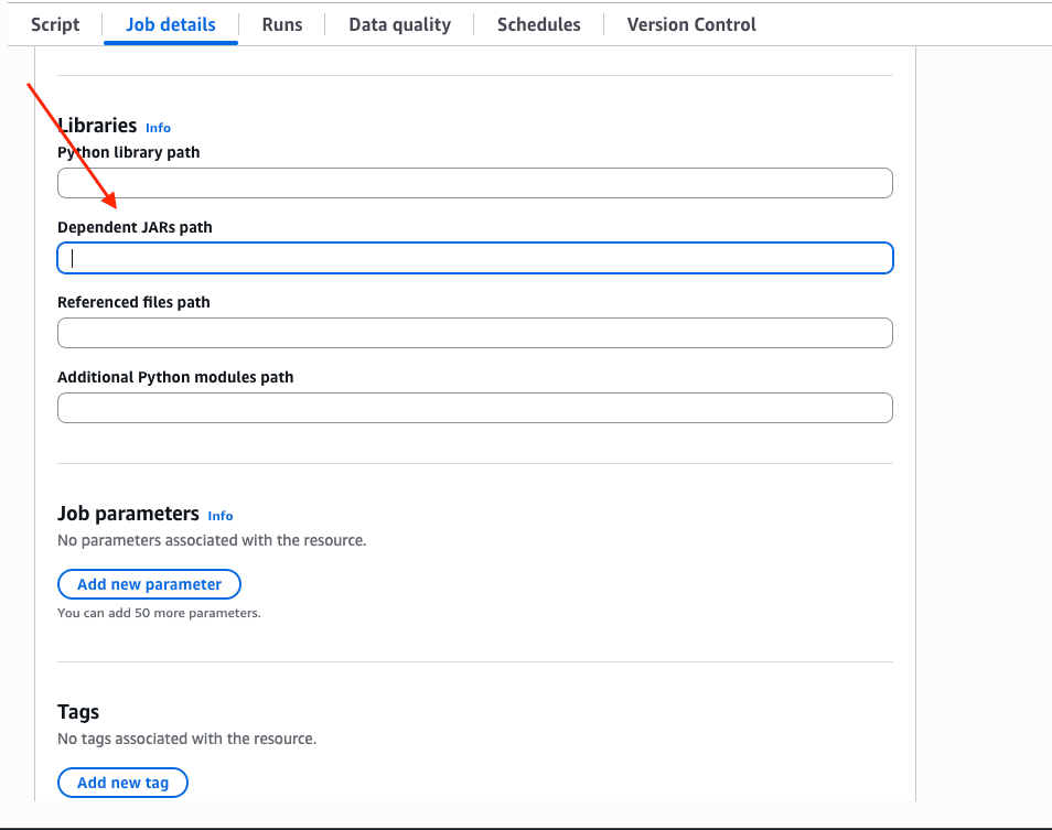 Glue Notebook JAR path options