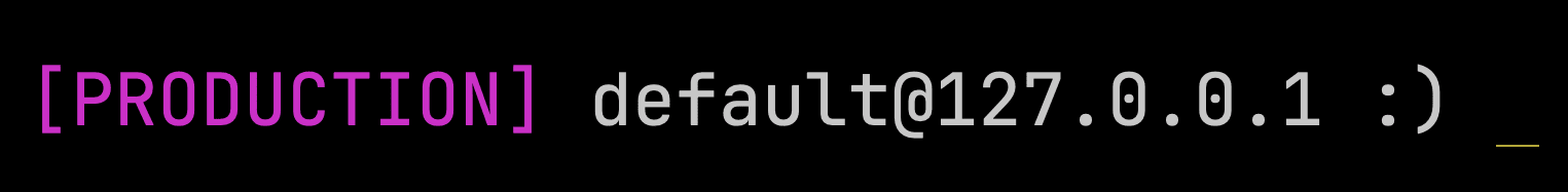 使用 YAML 配置生产环境连接的 ClickHouse 客户端 提示符