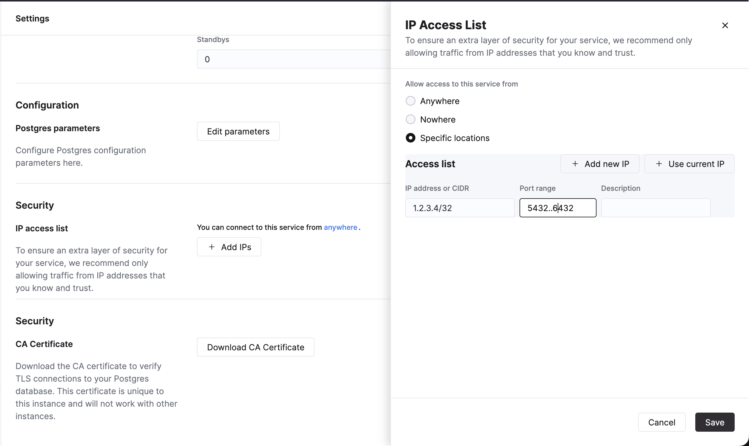Configuración de la lista de acceso IP